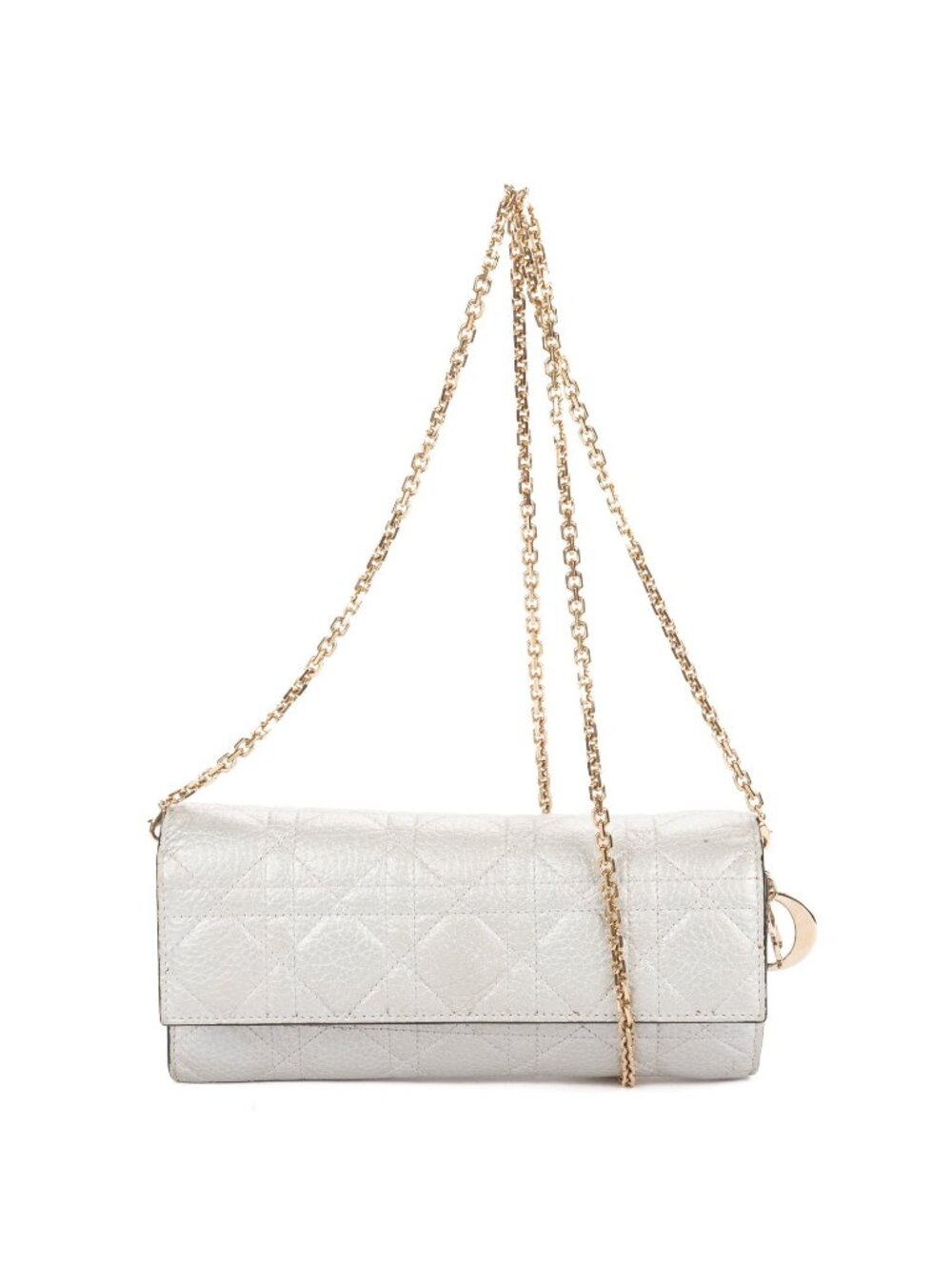 Dior Miss Dior Wallet on Chain Metallic Gray Cannage Lambskin Leather Shoulder